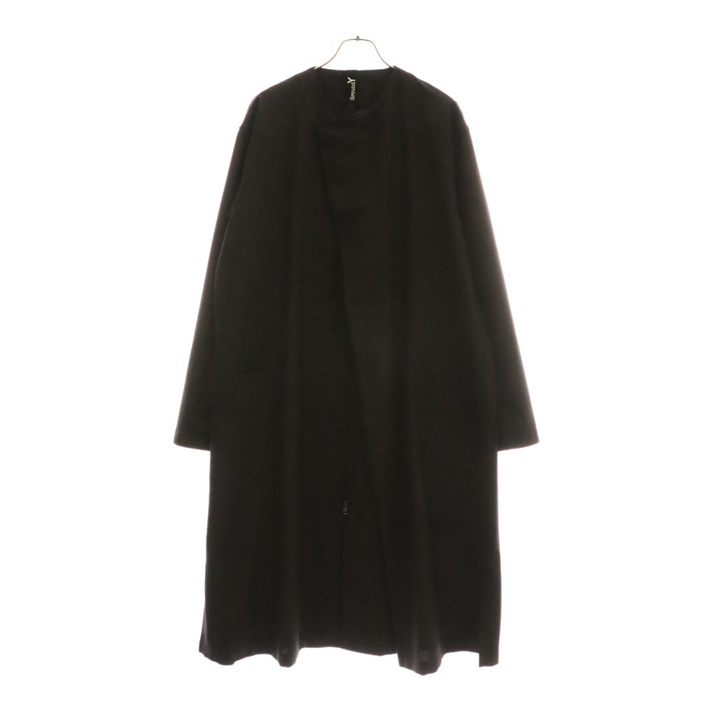 Ground Y(グラウンドワイ) FRONT TUCK NO COLLAR COAT アシンメトリー ノーカラーテーラードコート ブラック GI-C01-100