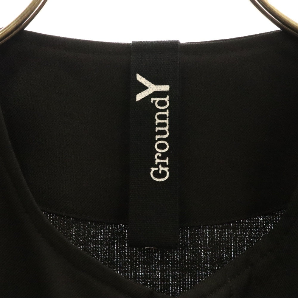 Ground Y(グラウンドワイ) FRONT TUCK NO COLLAR COAT アシンメトリー ノーカラーテーラードコート ブラック GI-C01-100