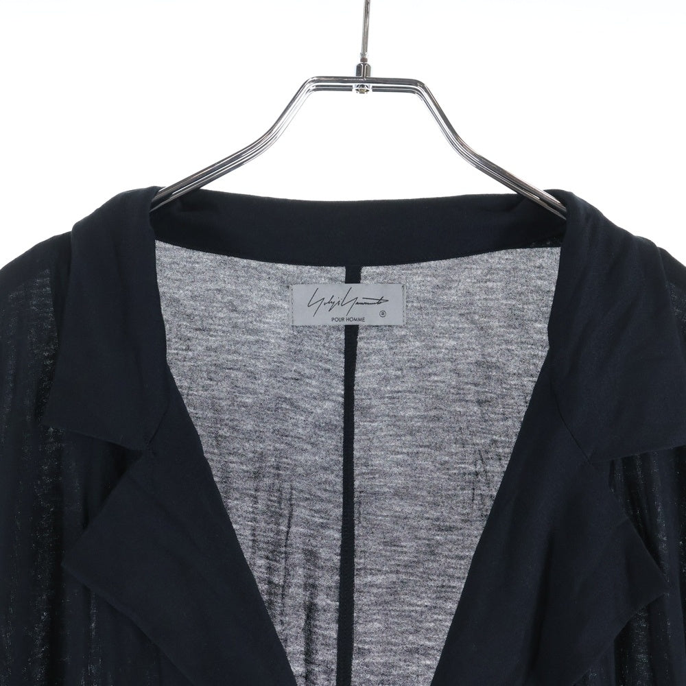 Yohji Yamamoto(ヨウジヤマモト) 21SS 21SS シワ加工天竺ロングシャツジャケット ブラック HD-T11-270