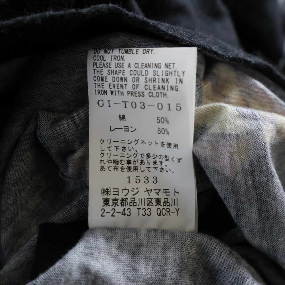 Ground Y(グラウンドワイ) 23SS オーバーサイズ フラワープリント カットソー 半袖Tシャツ ブラック GI-T03-015