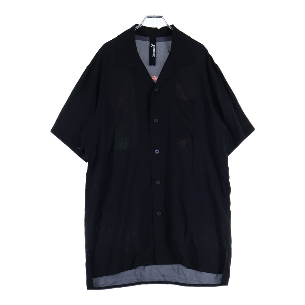 Ground Y(グラウンドワイ) SHORT SLEEVE PAJAMA-STYLE SHIRT バックプリント 半袖シャツ ブラック GI-B11-207