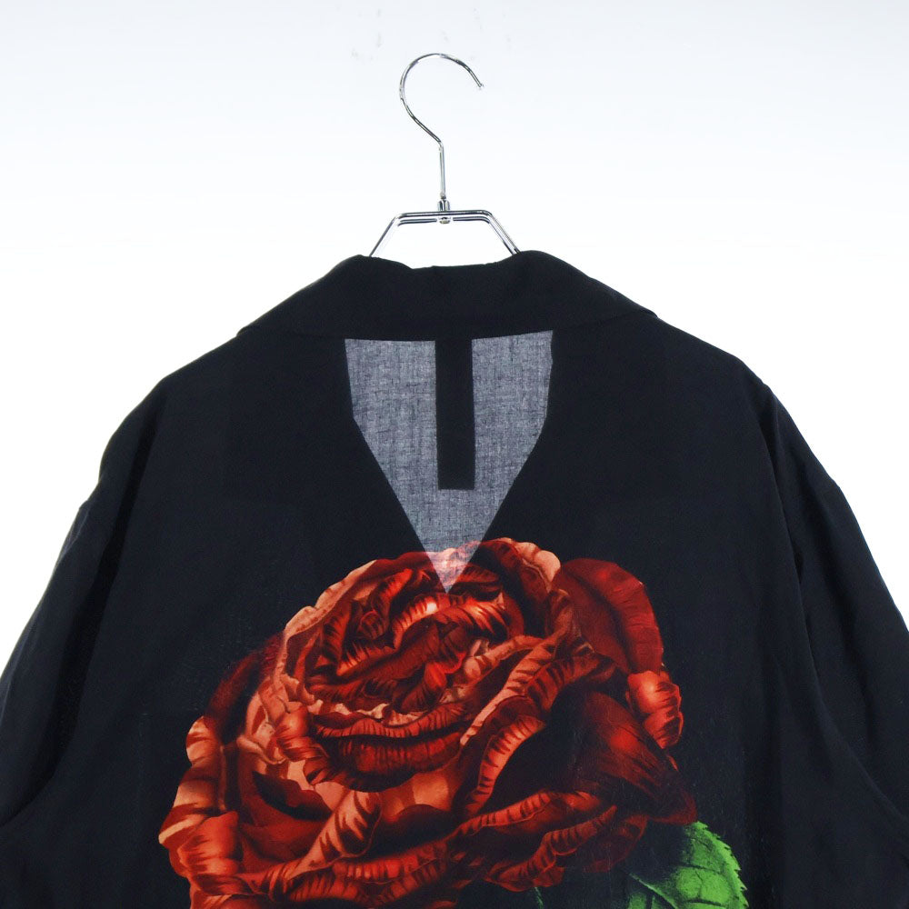 Ground Y(グラウンドワイ) SHORT SLEEVE PAJAMA-STYLE SHIRT バックプリント 半袖シャツ ブラック GI-B11-207