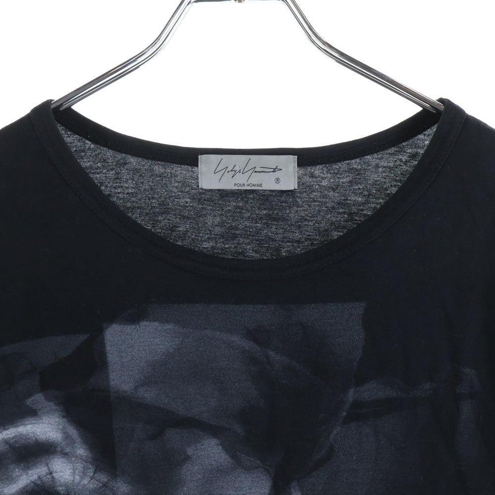 Yohji Yamamoto(ヨウジヤマモト) EYE PRINT ROUND NECK LONG SLEEVES フロントプリント 長袖Tシャツ ブラック HD-T44-039
