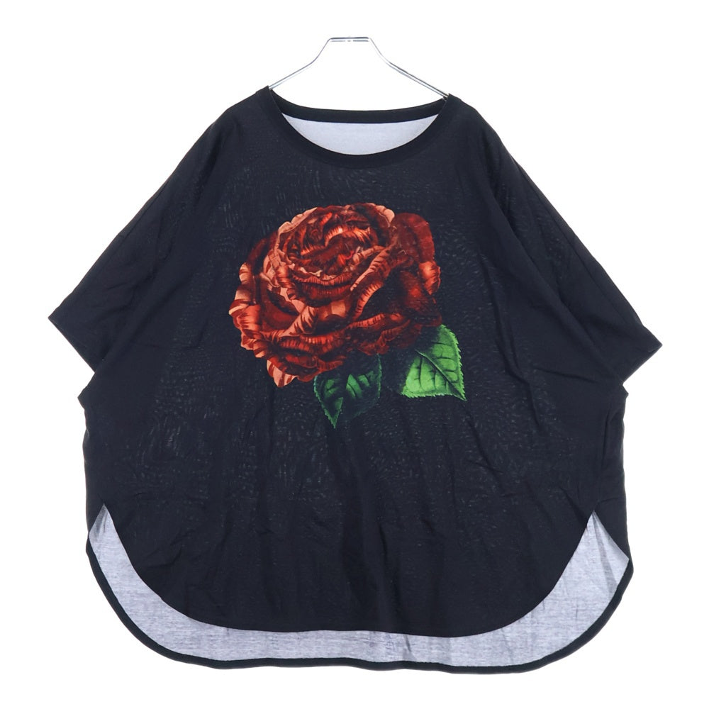 Ground Y(グラウンドワイ) 23SSドルマンスリーブバラ-百花繚乱 半袖プリントTシャツ ブラック GI-T13-024