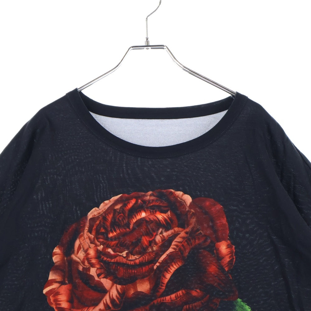 Ground Y(グラウンドワイ) 23SSドルマンスリーブバラ-百花繚乱 半袖プリントTシャツ ブラック GI-T13-024