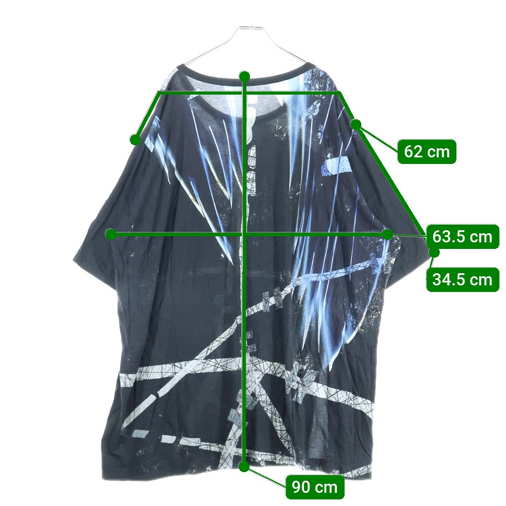 Ground Y(グラウンドワイ) ×呪術廻戦 総柄プリント オーバーサイズ半袖Tシャツ ブラック GN-T03-004