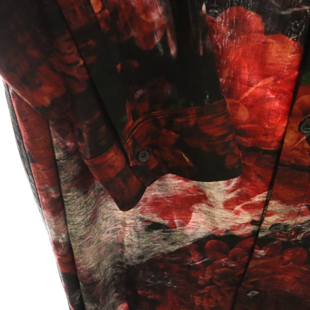 Ground Y(グラウンドワイ) 百花繚乱 総柄 フラワープリント オーバーサイズ長袖シャツ レッド GI-B17-216