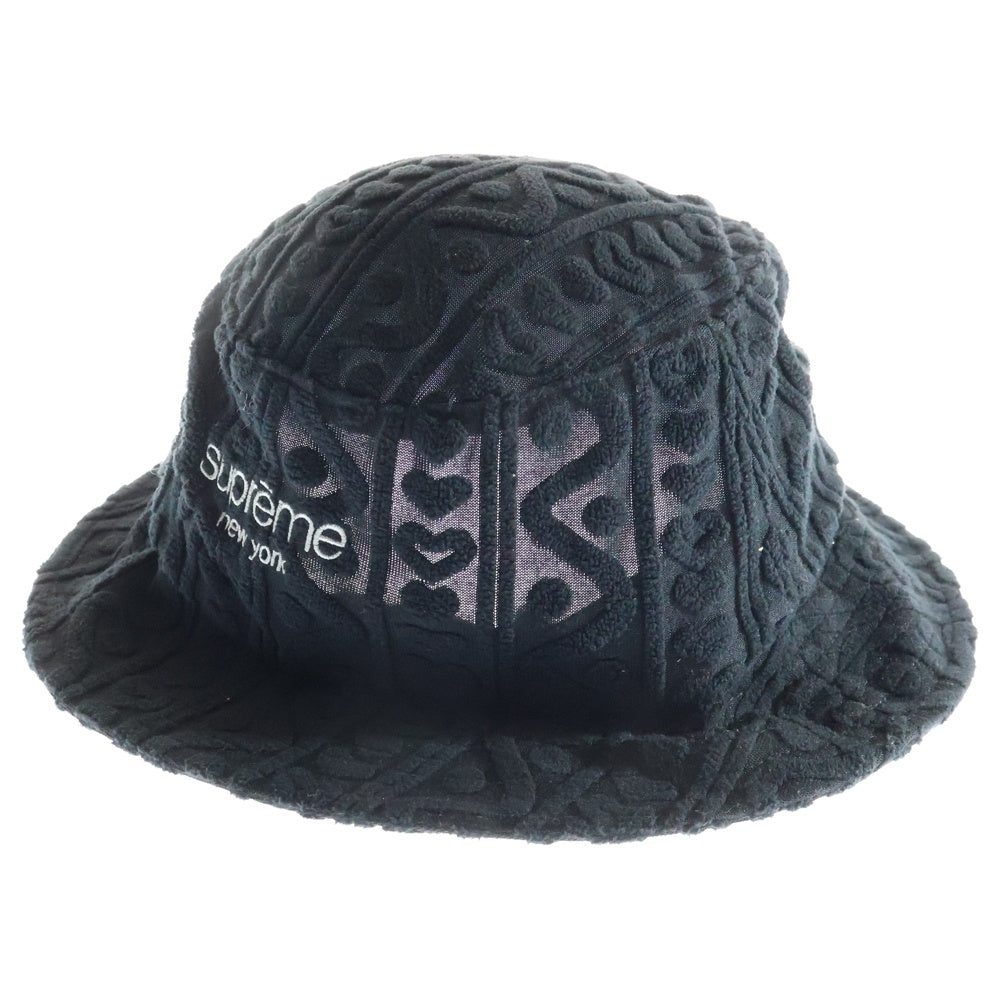 SUPREME(シュプリーム) 23SS Terry Pattern Crusher ジャガード 総柄 クラッシャーハット バケットハット ブラック