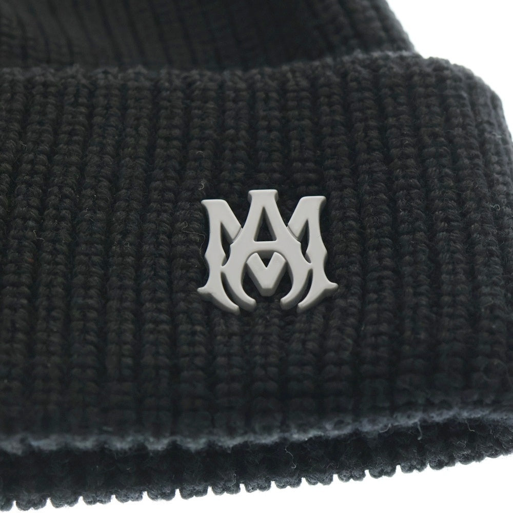 AMIRI(アミリ) MA BEANIE ロゴプレート ニットビーニー ニット帽 帽子 ブラック