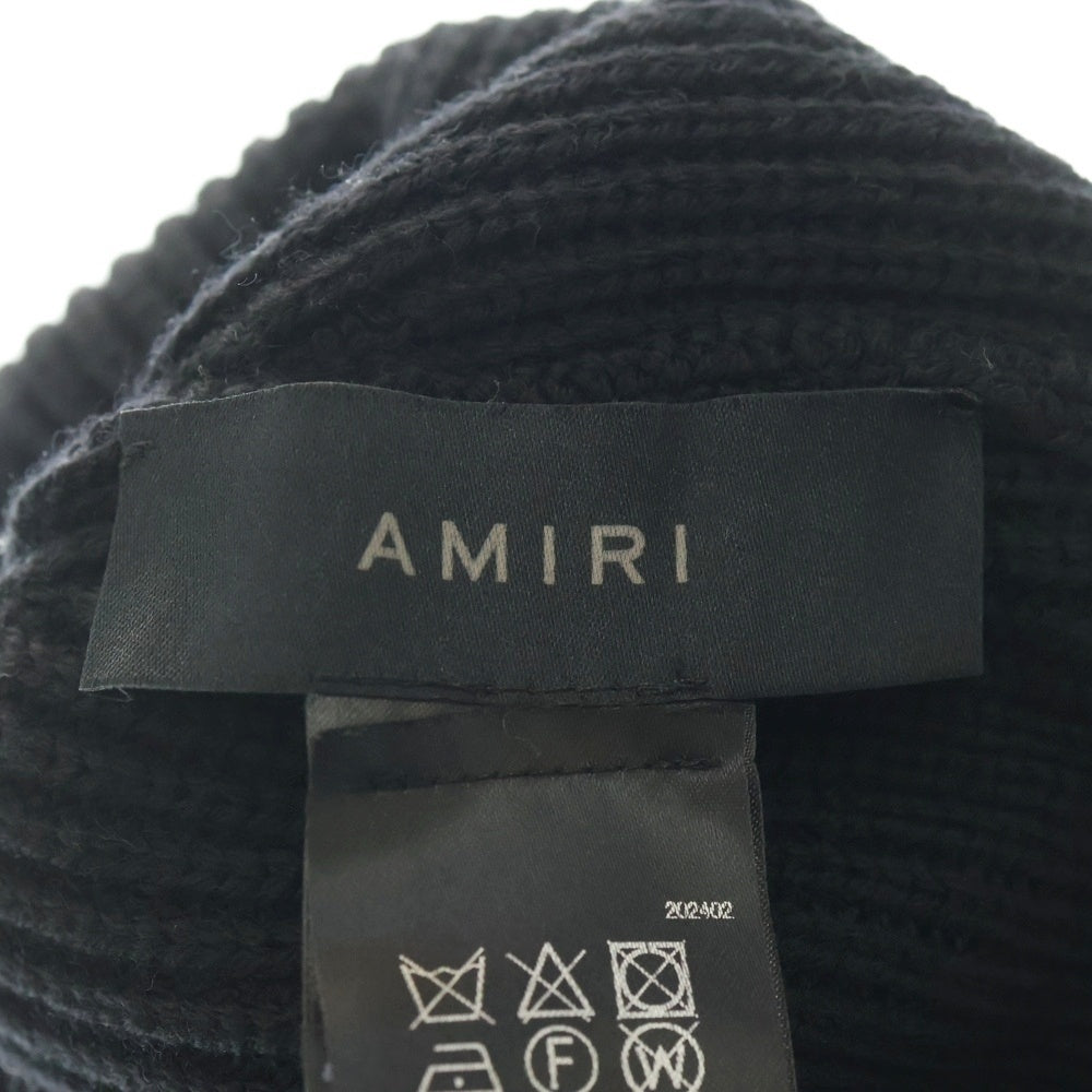 AMIRI(アミリ) MA BEANIE ロゴプレート ニットビーニー ニット帽 帽子 ブラック