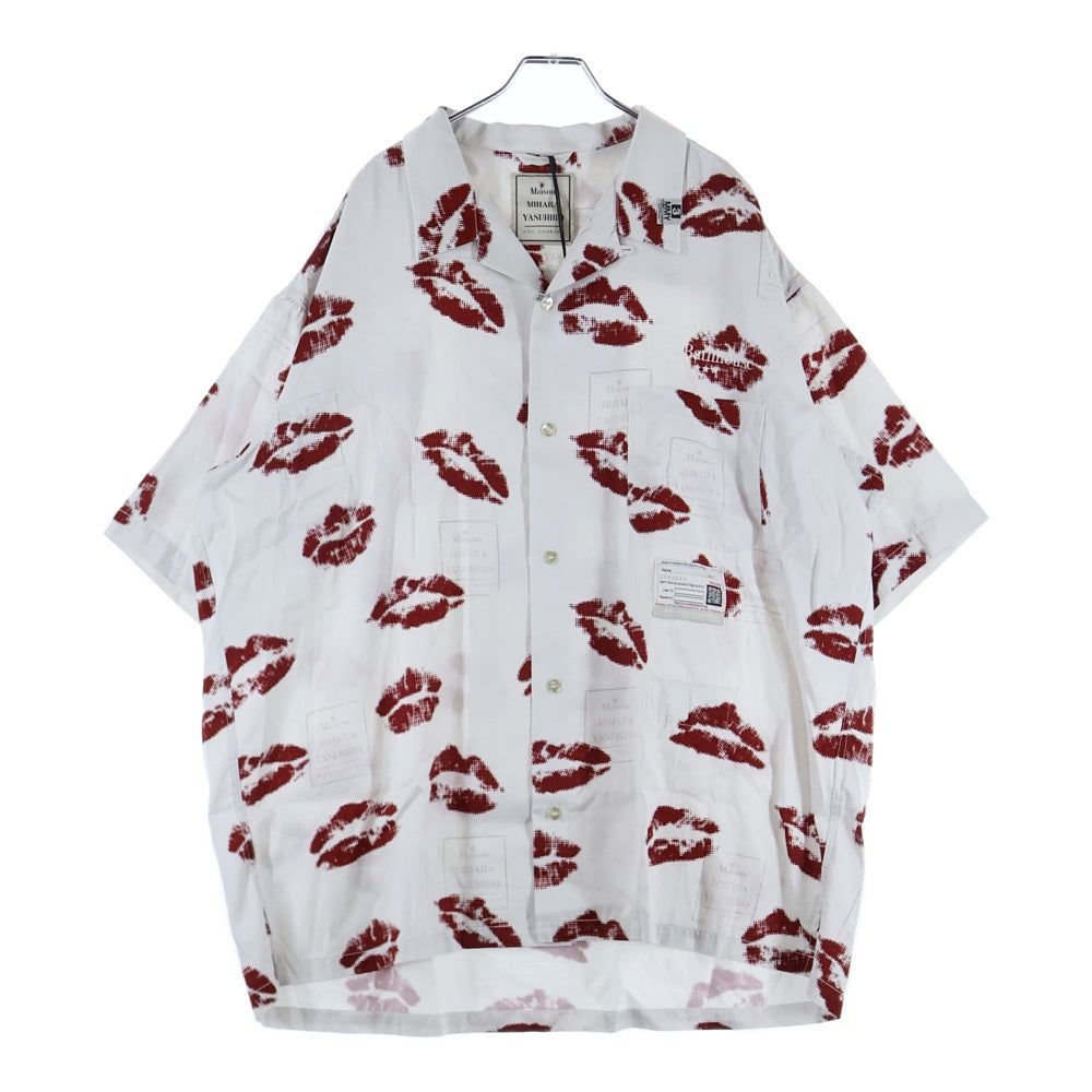 MAISON MIHARAYASUHIRO(メゾンミハラヤスヒロ) MMY KISS PRINTED S/S SHIRTS リッププリント レーヨン半袖シャツ ホワイト A12SH080