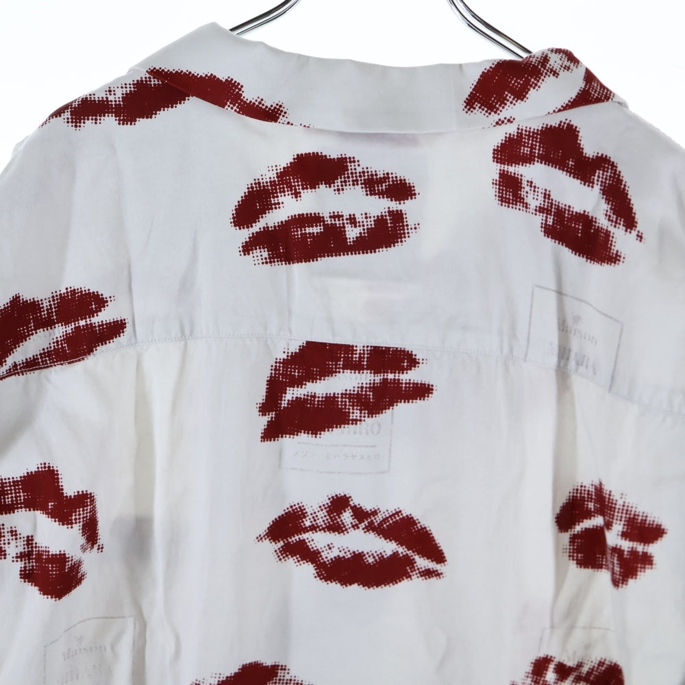 MAISON MIHARAYASUHIRO(メゾンミハラヤスヒロ) MMY KISS PRINTED S/S SHIRTS リッププリント レーヨン半袖シャツ ホワイト A12SH080