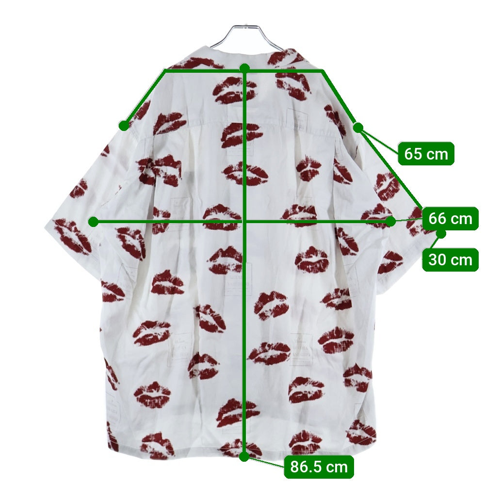 MAISON MIHARAYASUHIRO(メゾンミハラヤスヒロ) MMY KISS PRINTED S/S SHIRTS リッププリント レーヨン半袖シャツ ホワイト A12SH080