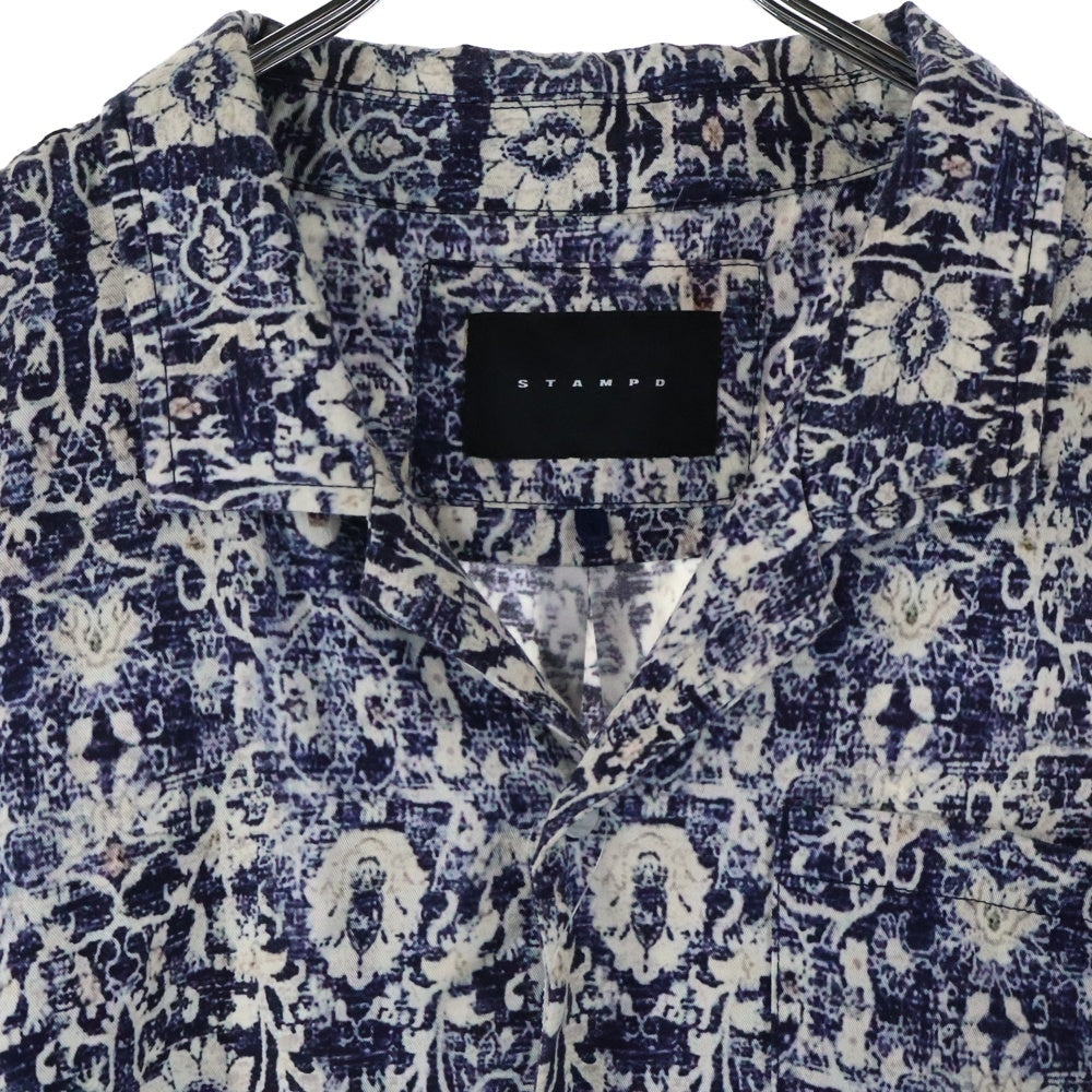 STAMPD(スタンプド) Rug Shirt 総柄半袖シャツ ネイビー