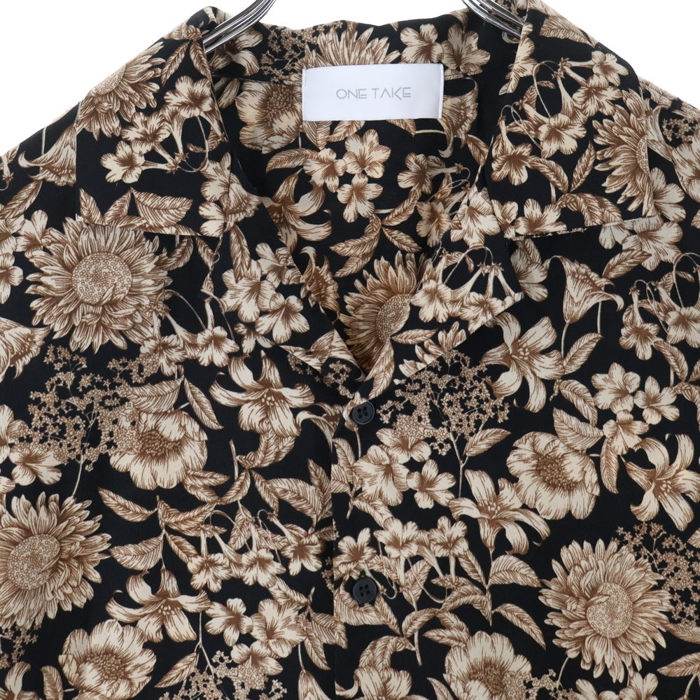 NO BRAND(ノーブランド) ONE TAKE 総柄半袖シャツ ブラック