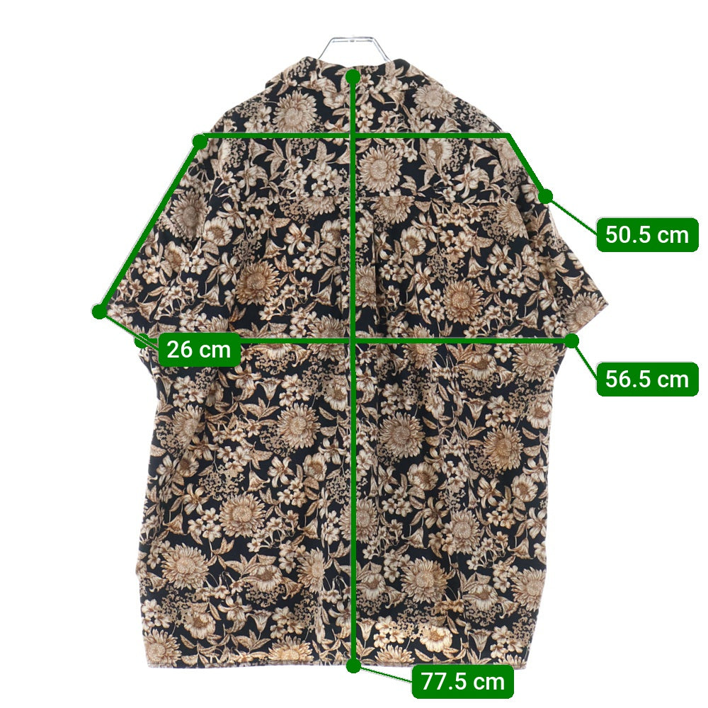 NO BRAND(ノーブランド) ONE TAKE 総柄半袖シャツ ブラック