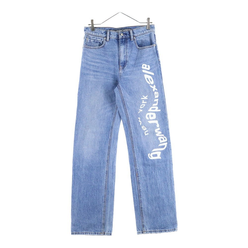 ALEXANDER WANG(アレキサンダーワン) Puff Logo Denim Pants ロゴプリント デニムパンツ インディゴ レディース