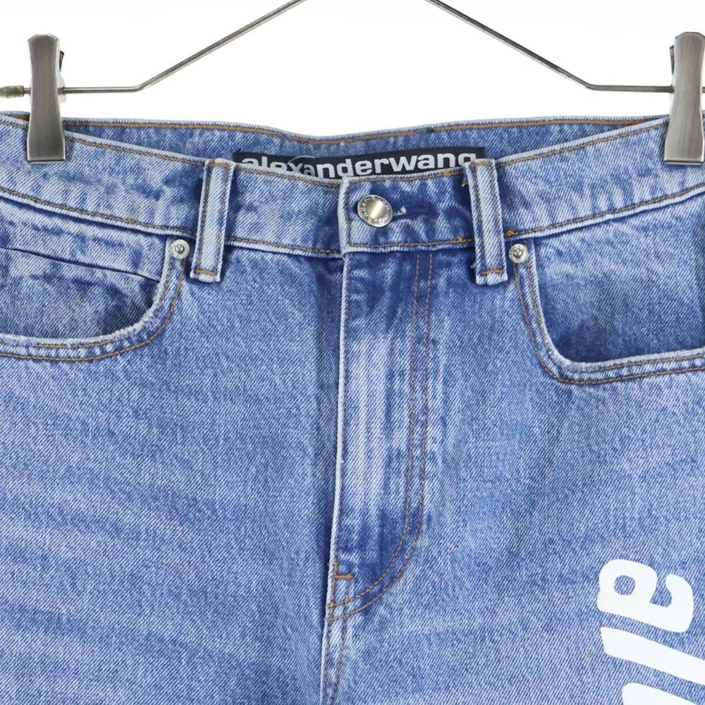 ALEXANDER WANG(アレキサンダーワン) Puff Logo Denim Pants ロゴプリント デニムパンツ インディゴ レディース