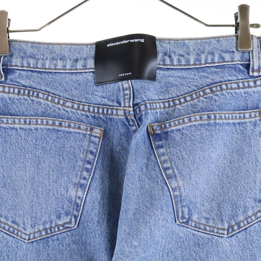 ALEXANDER WANG(アレキサンダーワン) Puff Logo Denim Pants ロゴプリント デニムパンツ インディゴ レディース
