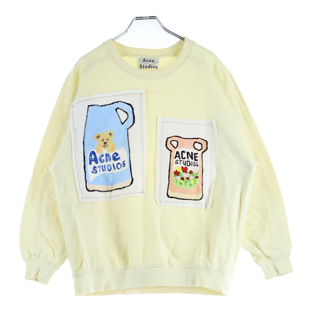 Acne Studios(アクネ ストゥディオズ) Sweatshirt パッチ クルーネックスウェットトレーナー イエロー FN-WN-SWEA000059