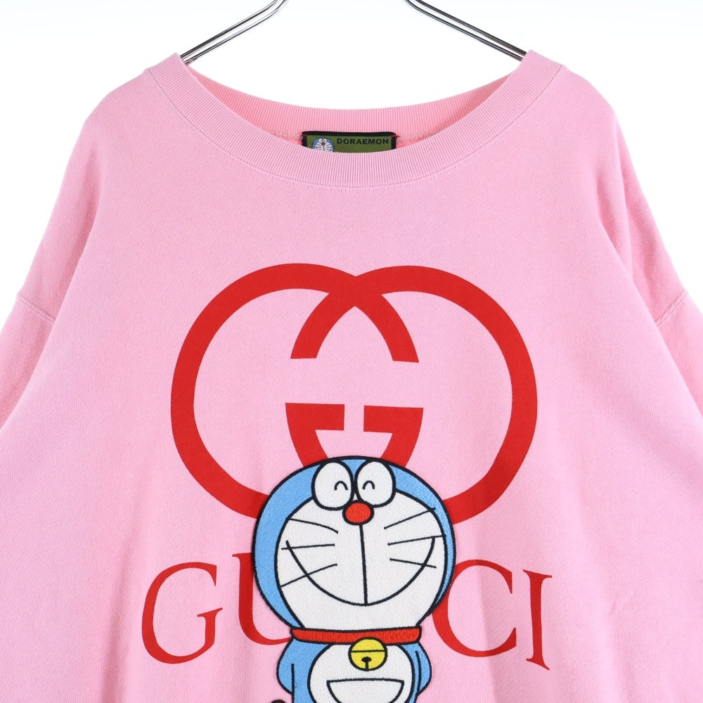 GUCCI(グッチ) 21SS ×ドラえもん Hoodie Doraemon 刺繍クルーネックスウェットトレーナー ピンク 617964 XJDIC