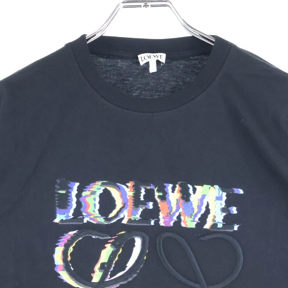 LOEWE(ロエベ) T-Shirt グリッチ アナグラムロゴ刺繍 半袖Tシャツ ブラック H526Y22J61