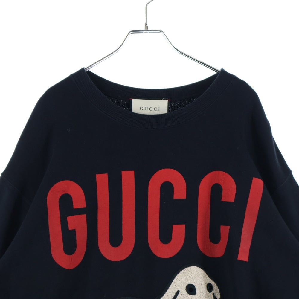 GUCCI(グッチ) Lamb Patch Sweatshirt スパンコール装飾 ドッグ クルーネックスウェットトレーナー ブラック 469250 XJBUE