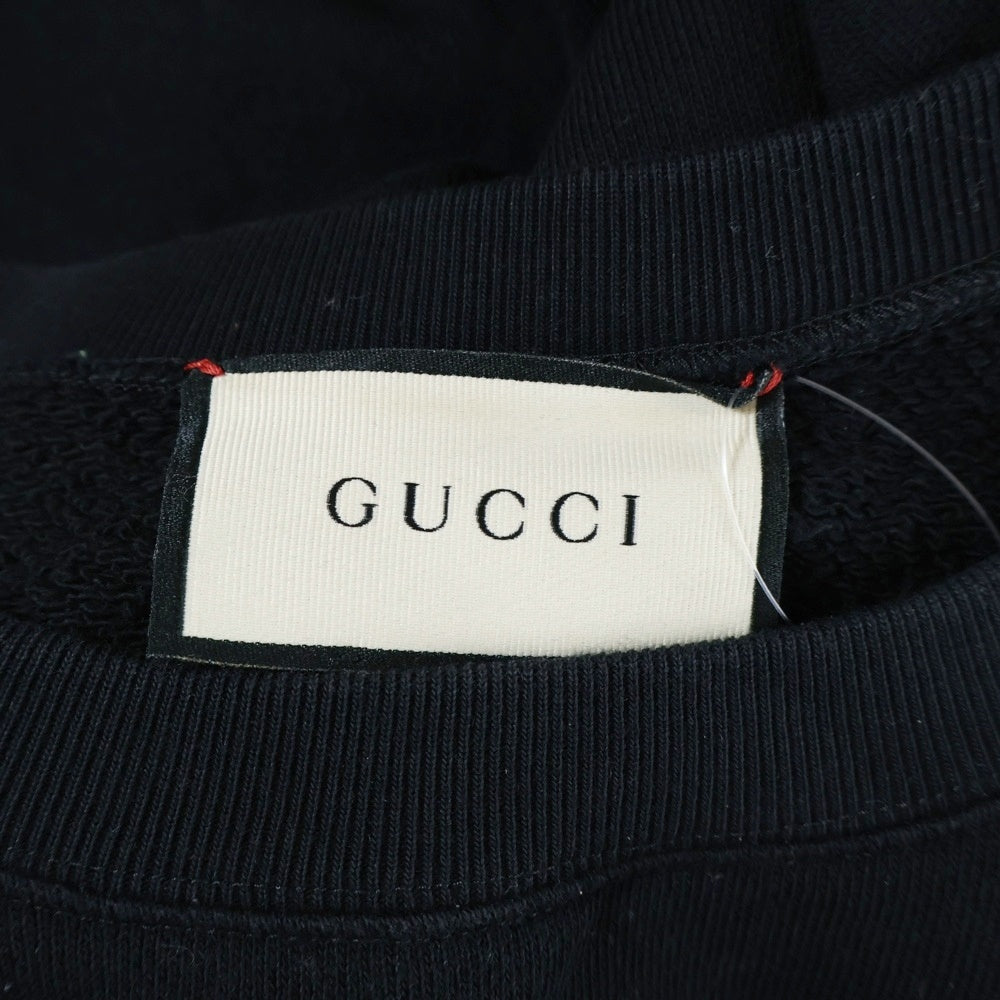 GUCCI(グッチ) Lamb Patch Sweatshirt スパンコール装飾 ドッグ クルーネックスウェットトレーナー ブラック 469250 XJBUE