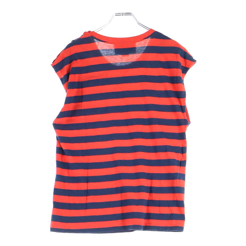 GUCCI(グッチ) Sleeve Less Shirt ショルダーボタン ボーダーボーダーノースリーブTシャツ レッド 572980 XJAW0
