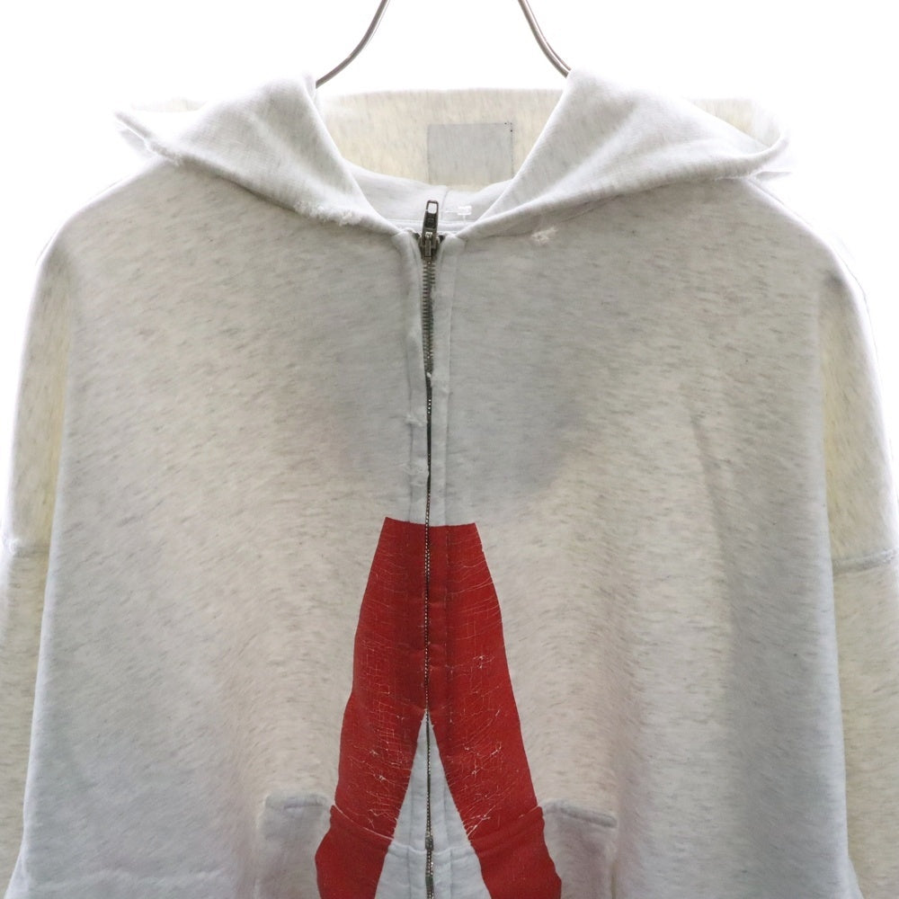 BALENCIAGA(バレンシアガ) 24SS Music Archive Series Connected Zip Up Hoodie アーカイブロゴ ダメージ加工 ジップアップスウェットパーカー フーディー グレー 744457 TQVA6