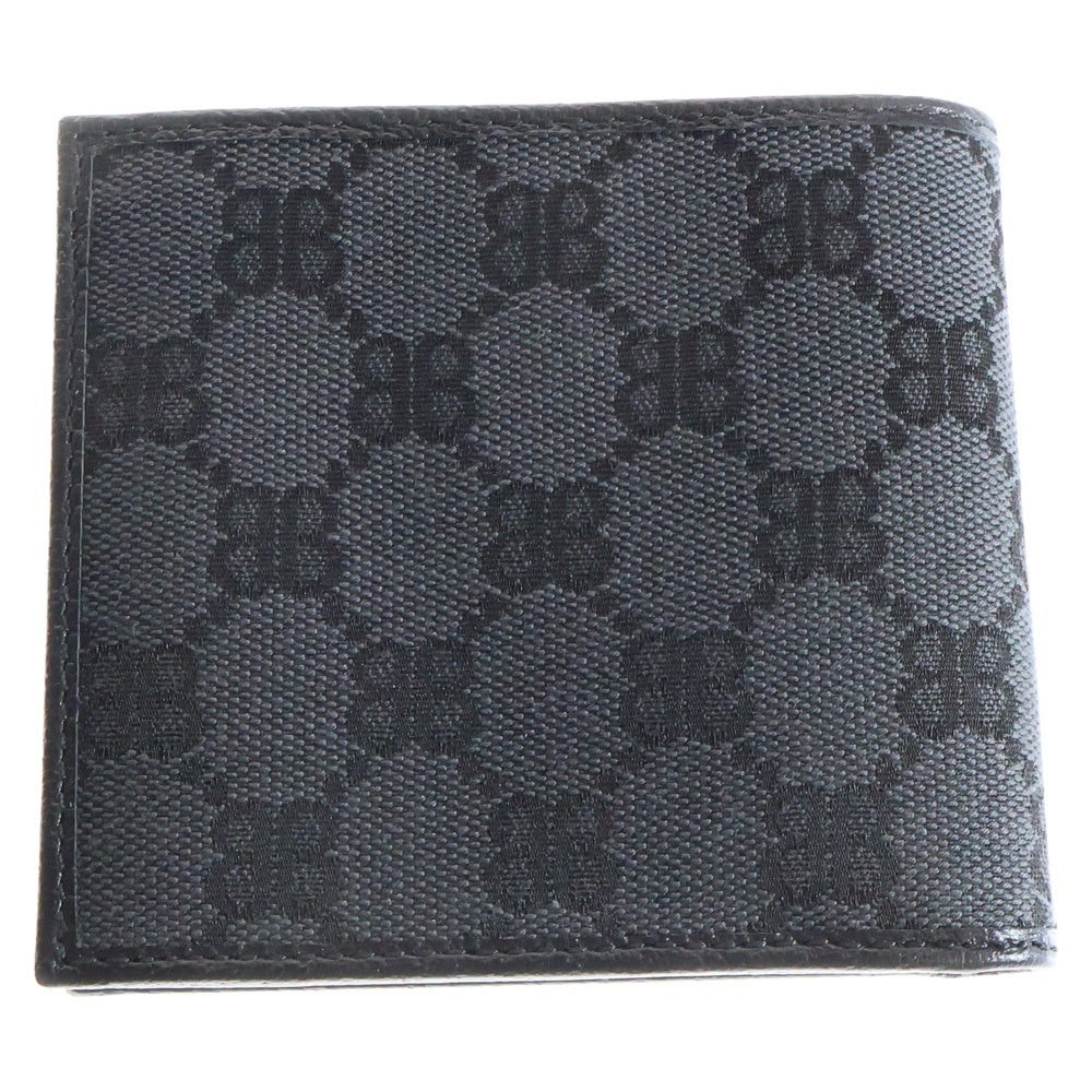 BALENCIAGA(バレンシアガ) ×The Hacker Project Wallet グッチ ハッカープロジェクト 総柄レザーウォレット 2つ折り財布 ブラック 680430