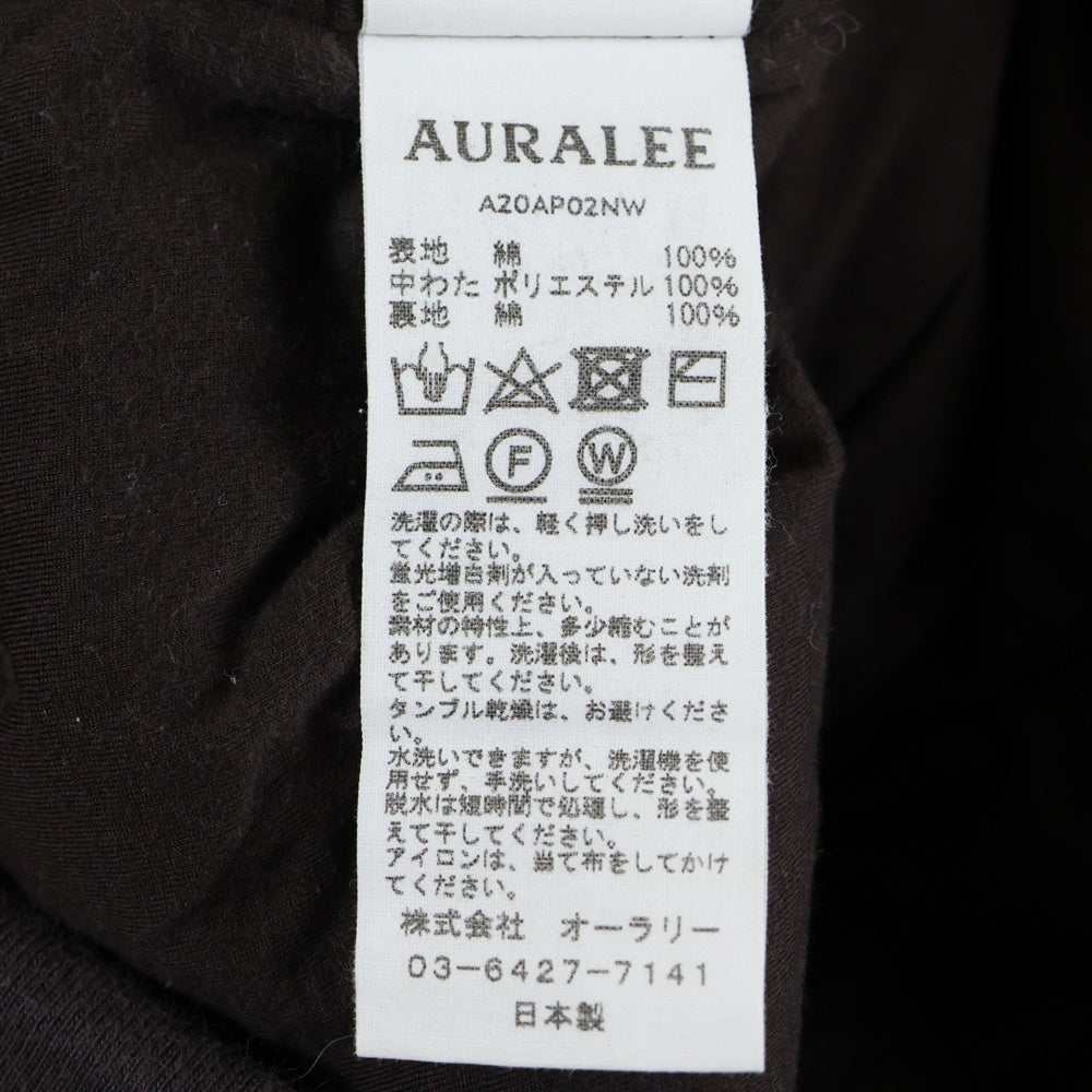 AURALEE(オーラリー) DOUBLE CLOTH PUFFER P O PARKA オーバーサイズプルオーバースウェットパーカー フーディ ブラウン A20AP02NW