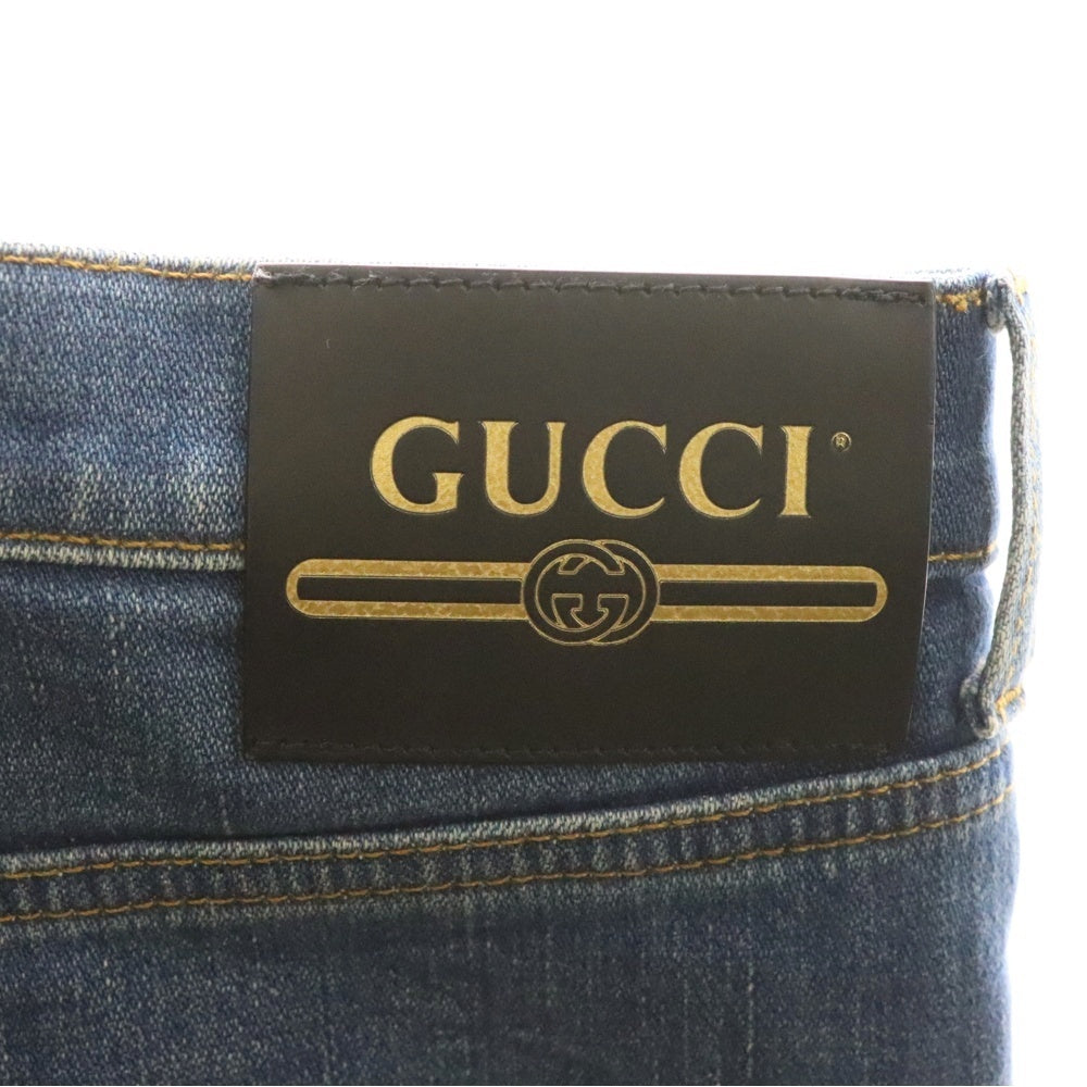 GUCCI(グッチ) Flare Denim Pants ウォッシュド加工 フレアデニムパンツ インディゴ レディース 624217 XDA6N