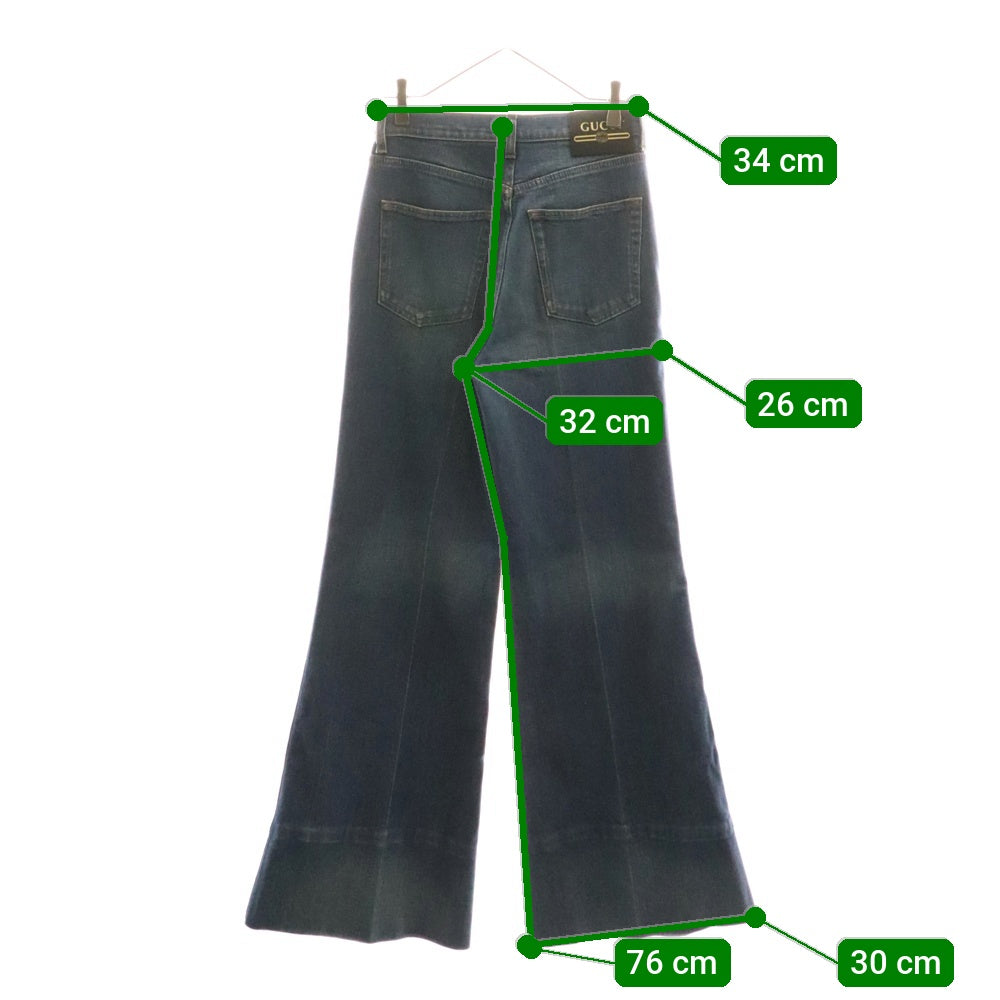 GUCCI(グッチ) Flare Denim Pants ウォッシュド加工 フレアデニムパンツ インディゴ レディース 624217 XDA6N
