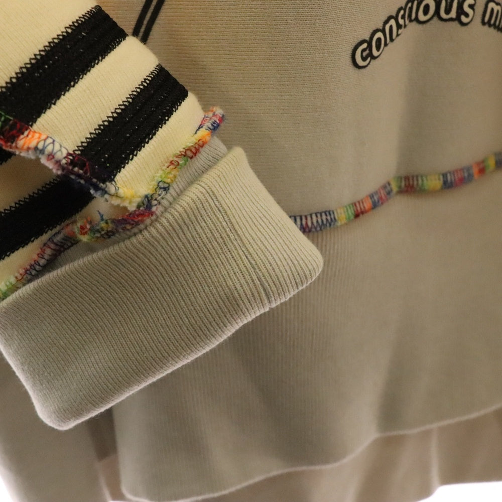 Advisory Board Crystals(アドバイザリー ボード クリスタルズ) ABC. PSYCHIC DEATH HOODIE パール装飾 プルオーバースウェットパーカー フーディー アイボリー