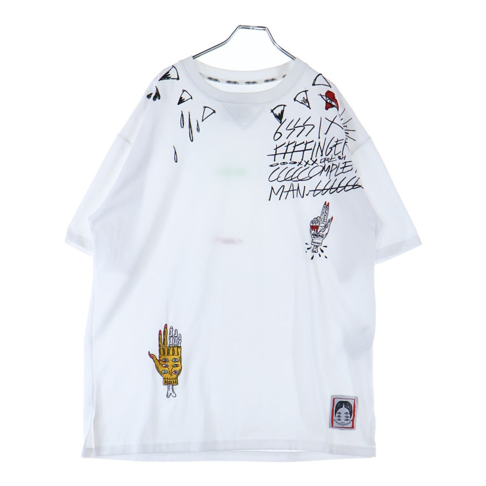 NO BRAND(ノーブランド) man.G マンジ グラフィック刺繍 半袖Tシャツ ホワイト