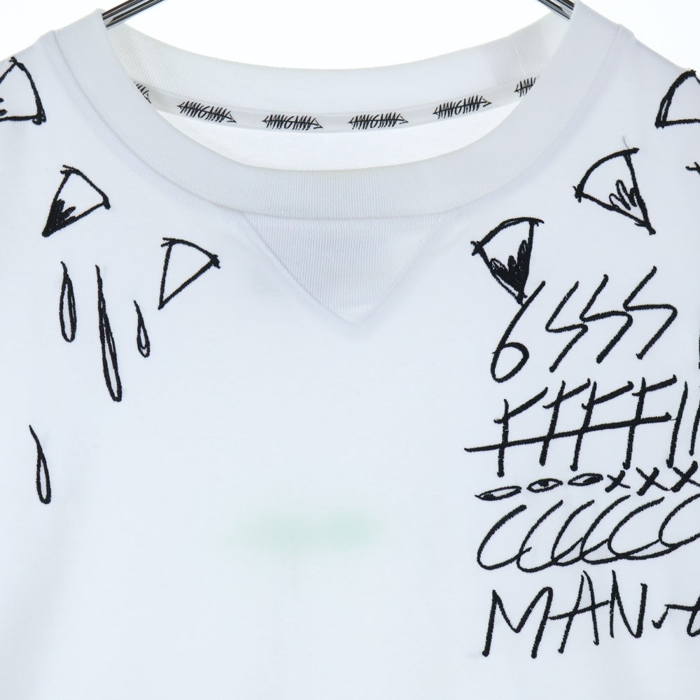 NO BRAND(ノーブランド) man.G マンジ グラフィック刺繍 半袖Tシャツ ホワイト
