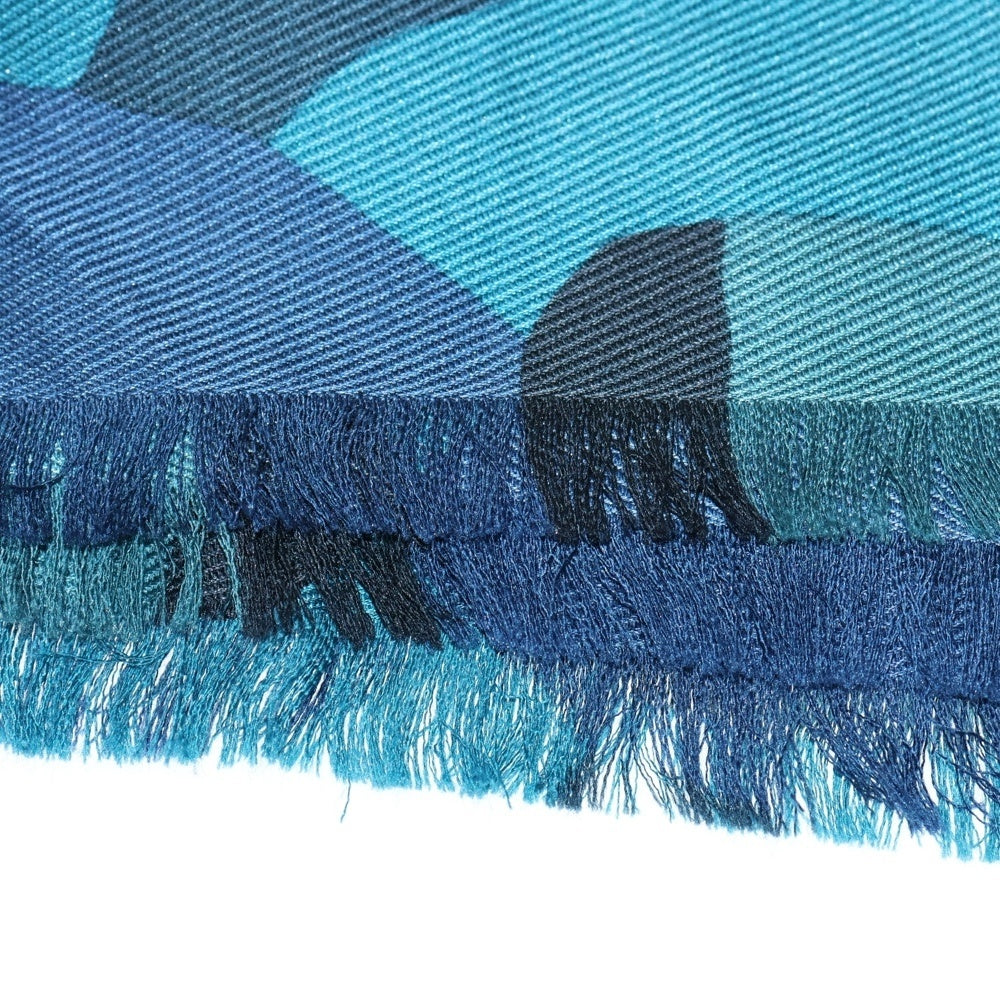 LOUIS VUITTON(ルイヴィトン) モノグラム ストール スカーフ ブルー ウール×シルク M75398