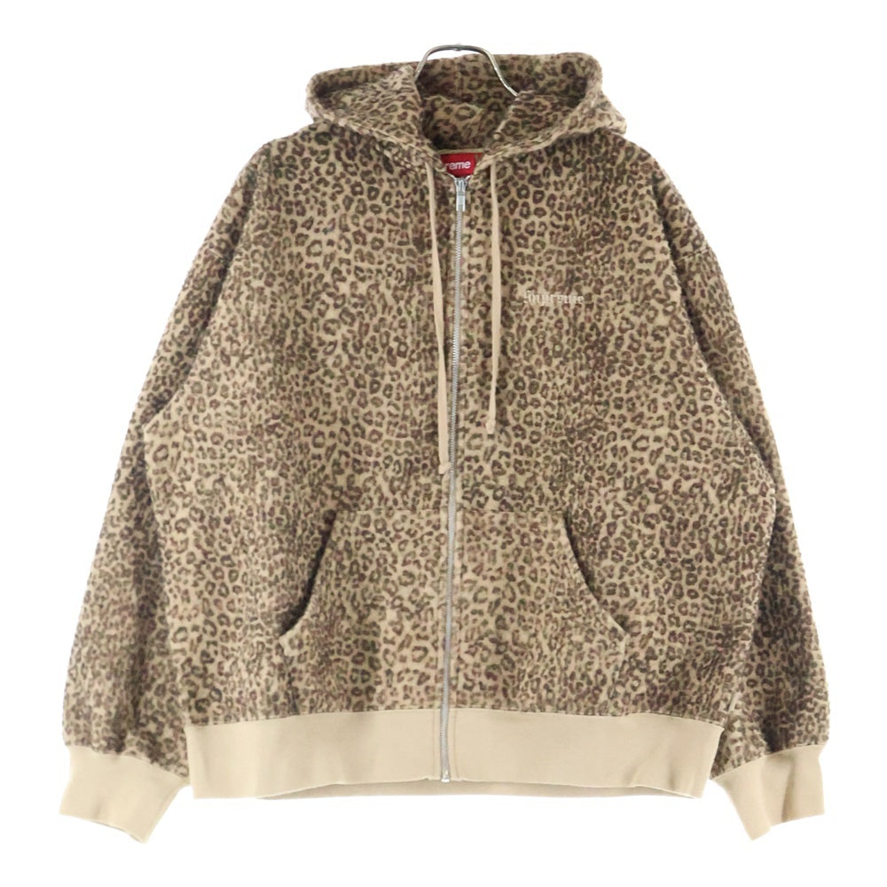 SUPREME(シュプリーム) 24AW Pilled Zip Up Hooded Sweatshirt ピルドジップアップスウェットパーカー レオパード ブラウン