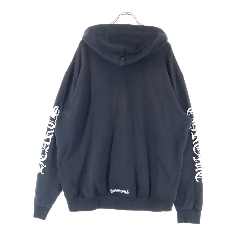 CHROME HEARTS(クロムハーツ) SWTSHRT PLVR 袖ロゴプリントプルオーバーフーディ パーカー ブラック