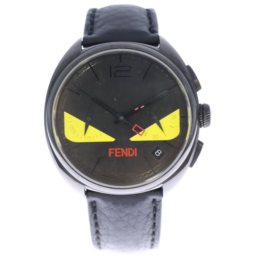 FENDI(フェンディ) モンスターバグズ クロノグラフ ウォッチ クォーツ 腕時計 レザーベルト ブラック 21200G