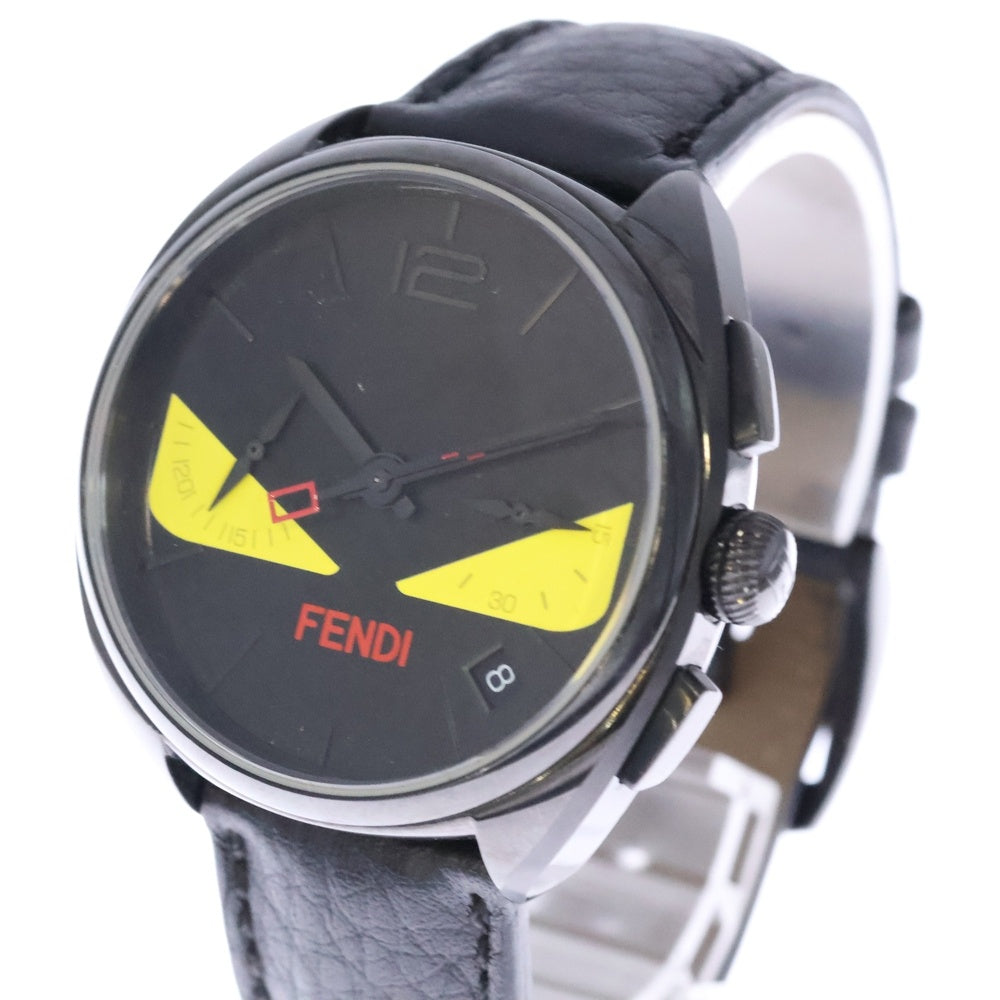 FENDI(フェンディ) モンスターバグズ クロノグラフ ウォッチ クォーツ 腕時計 レザーベルト ブラック 21200G