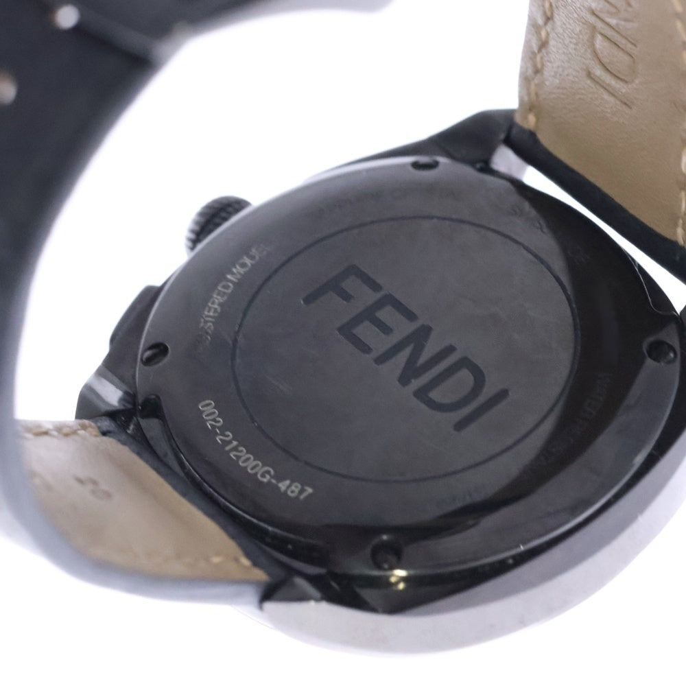 FENDI(フェンディ) モンスターバグズ クロノグラフ ウォッチ クォーツ 腕時計 レザーベルト ブラック 21200G