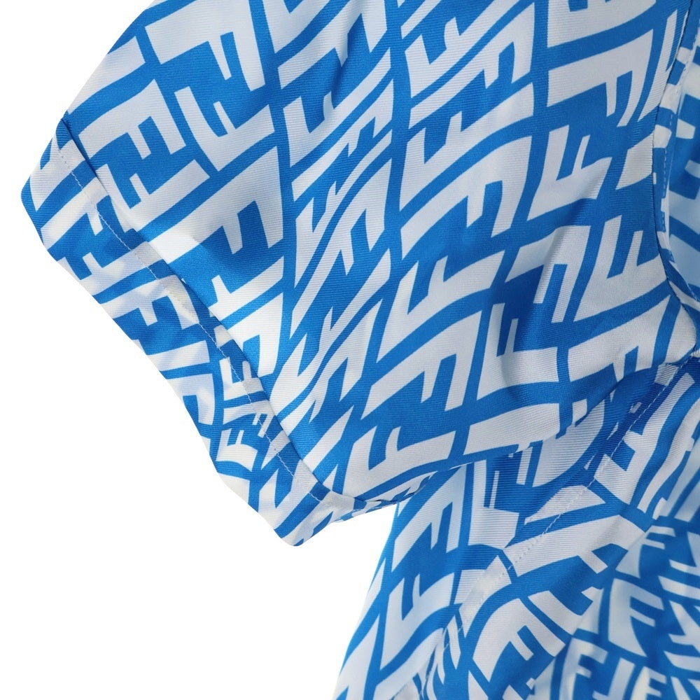 FENDI(フェンディ) Piping Design All Over FF Logo Silk Shirt 総柄ロゴ シルク半袖シャツ ブルー FS0795 AG9D
