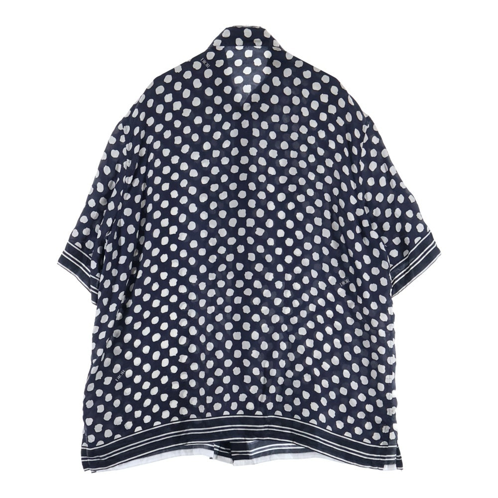 DIOR(ディオール) Short Sleeved Shirt Silk Shirts ポルカドット ロゴ シルク半袖シャツ ブラック 193C545A5991