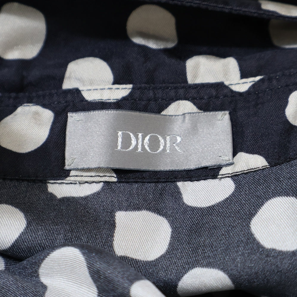 DIOR(ディオール) Short Sleeved Shirt Silk Shirts ポルカドット ロゴ シルク半袖シャツ ブラック 193C545A5991