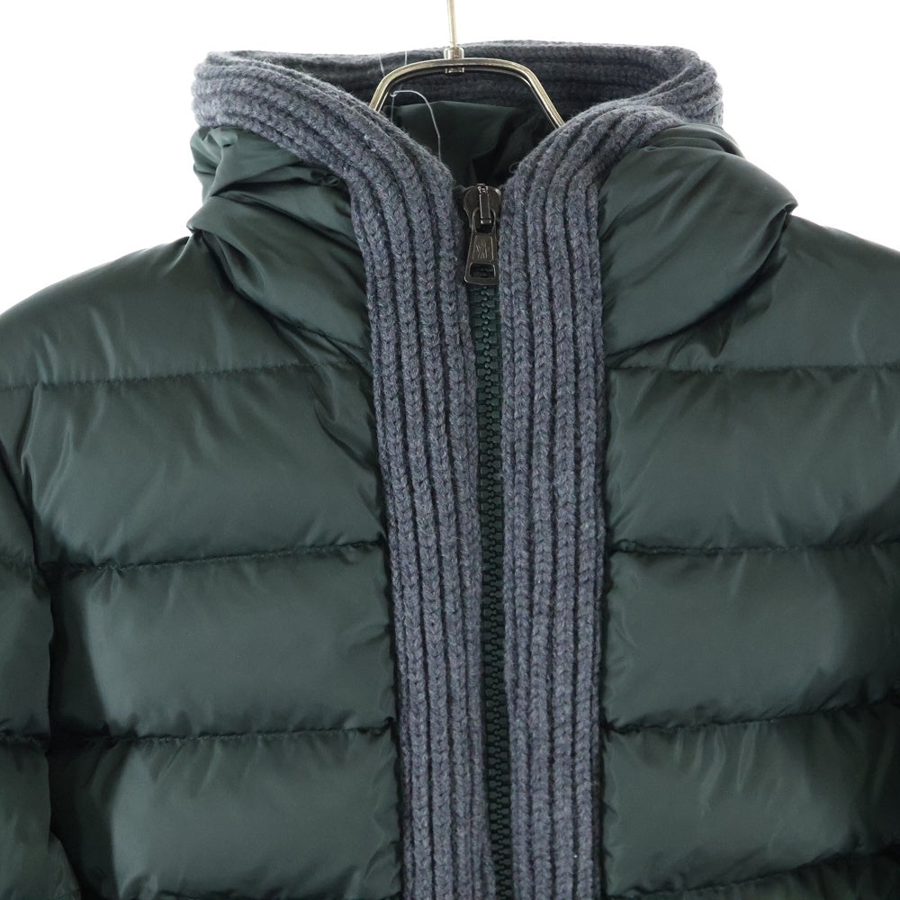 MONCLER(モンクレール) CANUT ロゴパッチ フーデッド ダウンジャケット カーキ 32091413114554155