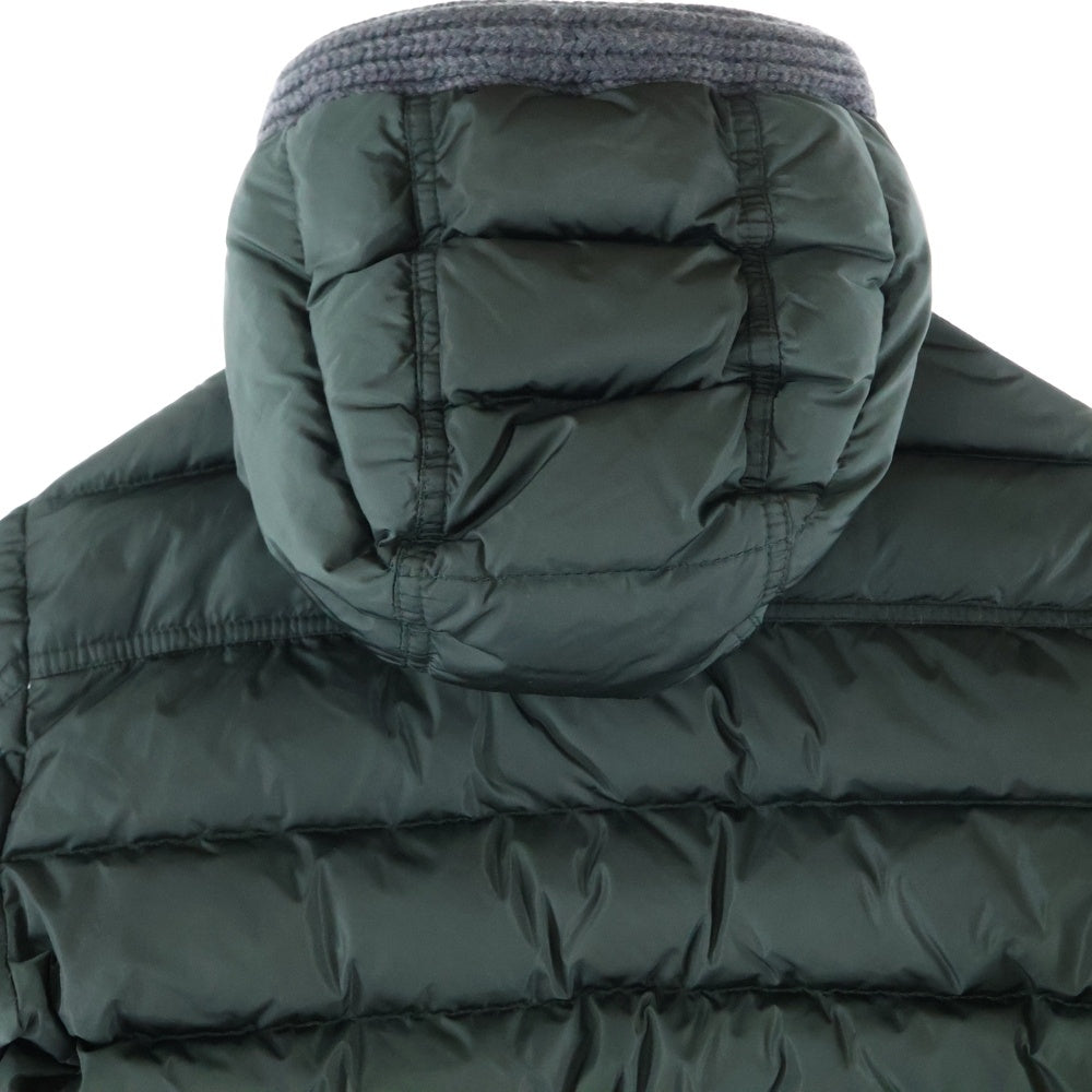 MONCLER(モンクレール) CANUT ロゴパッチ フーデッド ダウンジャケット カーキ 32091413114554155