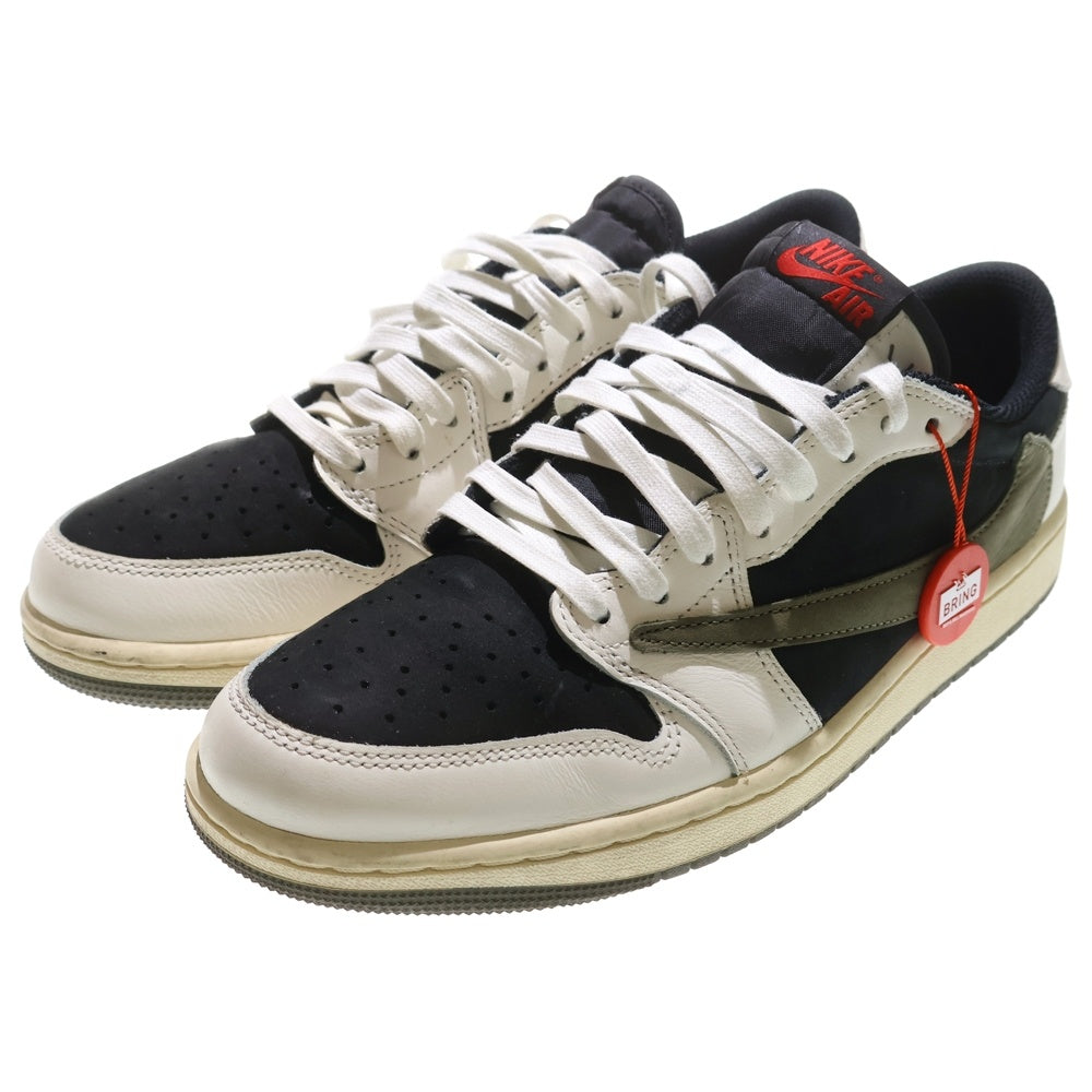 NIKE(ナイキ) ×TRAVIS SCOTT WMNS AIR JORDAN 1 LOW OG Medium Olive ×トラヴィススコット ウィメンズ エアジョーダン1 ローカットスニーカー US10.5/27.5cm DZ4137-106
