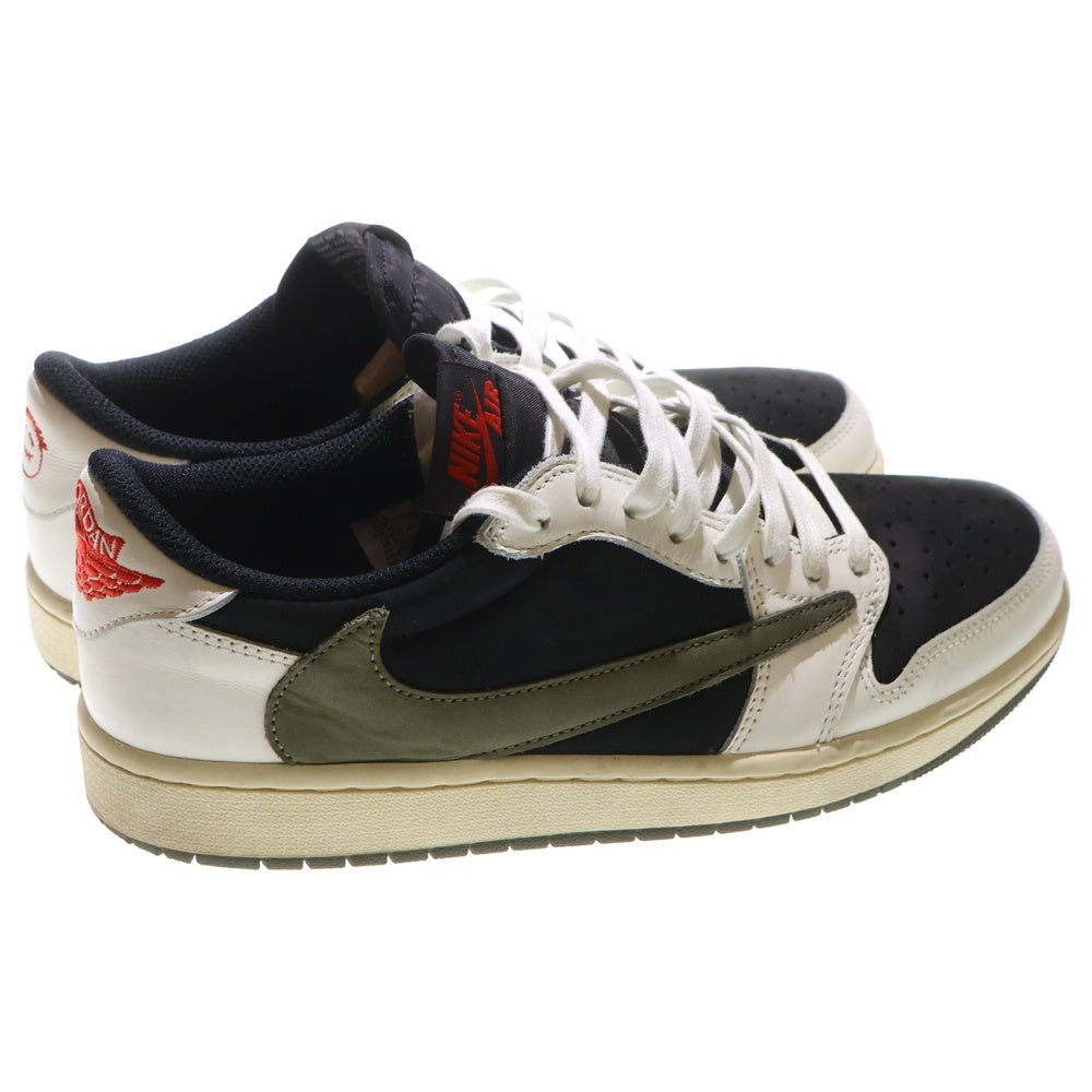 NIKE(ナイキ) ×TRAVIS SCOTT WMNS AIR JORDAN 1 LOW OG Medium Olive ×トラヴィススコット ウィメンズ エアジョーダン1 ローカットスニーカー US10.5/27.5cm DZ4137-106